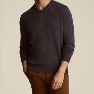 Men's Charcoal V-Neck Sweater - Size L